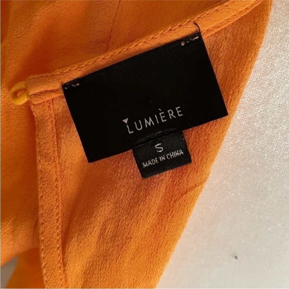 Lumiere Orange Ruffle Hem Short Sleeve Romper Size small - Picture 5 of 8